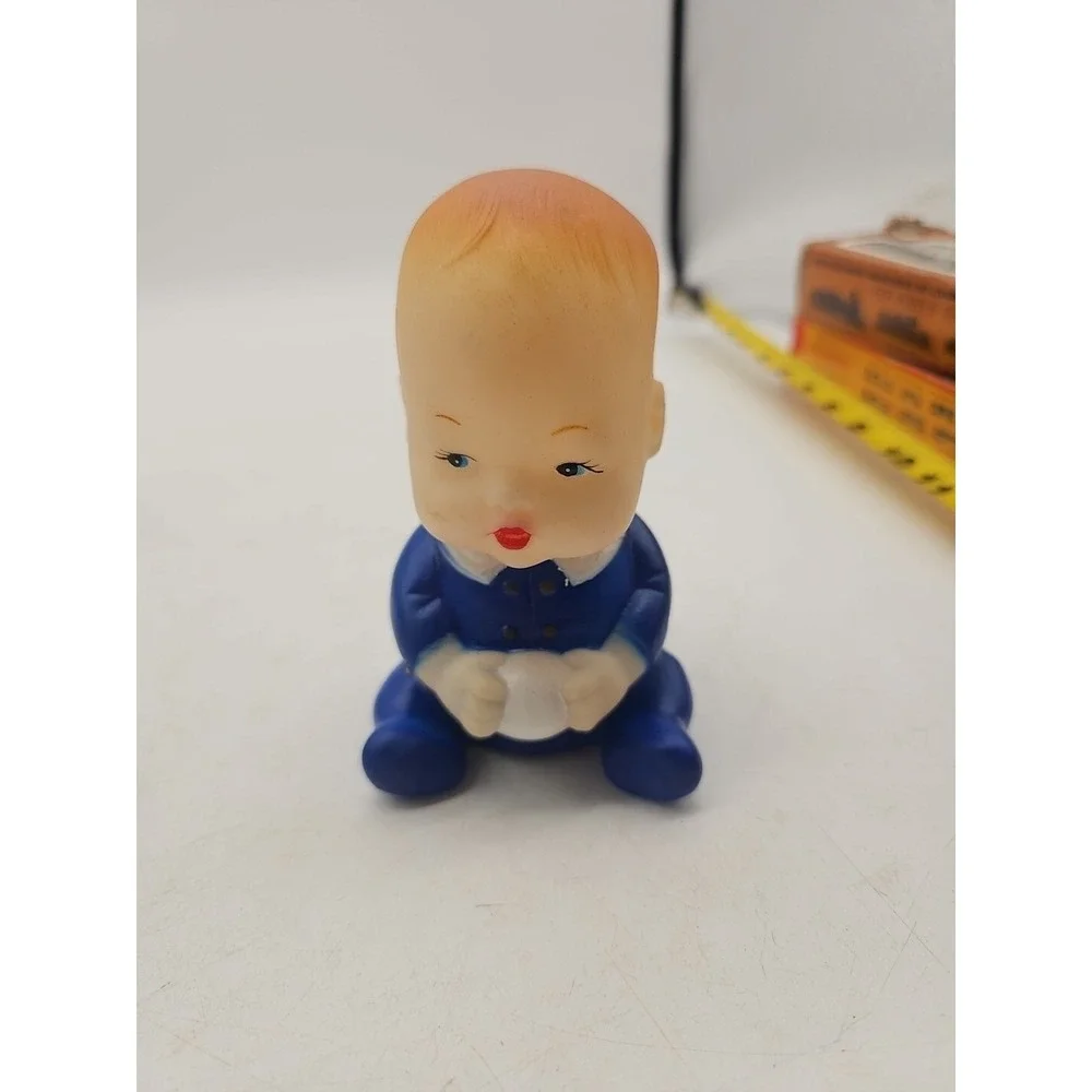 Vintage Squeaky Blue Rubber Baby‎ Boy Doll 5